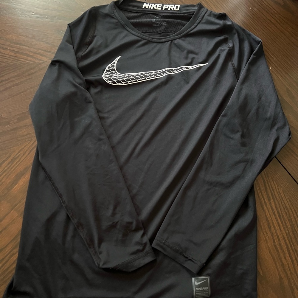 Nike Black Long Sleeve Tee with Reflective Swoosh